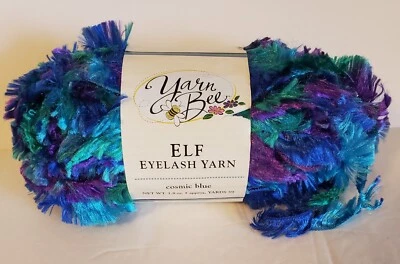 Yarn Bee Elf Eyelash Yarn 1.8oz 59 Yards Cosmic Blue 4 Medium 1 Skein - Image 1 of 2