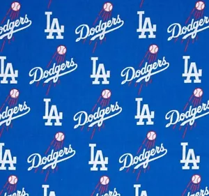 LOS ANGELES DODGERS ALLOVER PRINT 100% COTTON FABRIC BY THE 1/2 YARD MLB - Picture 1 of 1