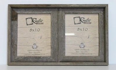 8x10-2.5" Wide Reclaimed Rustic Barn Wood Collage Frame -  Holds 2 Photos - Image 1 of 2