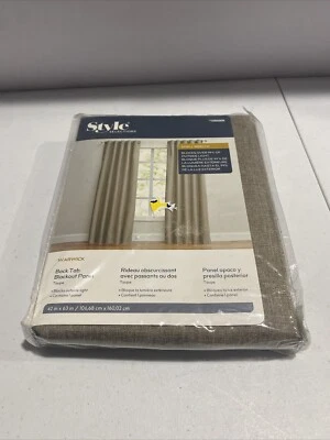 Cortina, Oscurecimiento de Habitación 42" x 63" Taupe Blackout Forrado Térmico Estilo Pestaña Trasera Foto 1 de 4