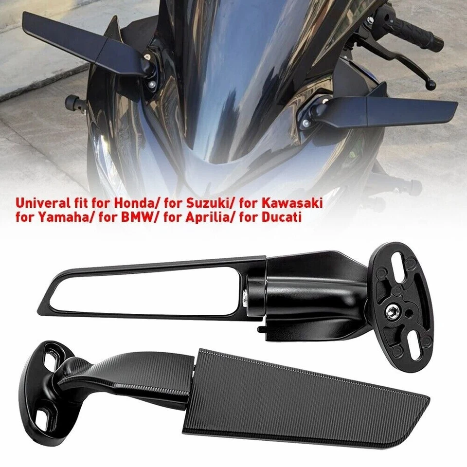 Universal Motorcycle Racing CNC Aluminium Adjustable Fixed Wing Rearview Mirror - Imagem 1 de 4