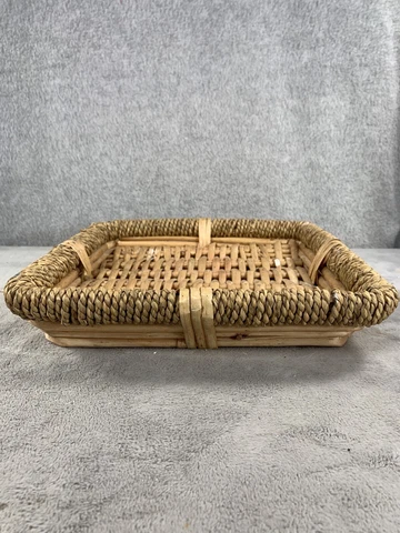 Woven Wicker Rattan Braided Tray Boho Square Basket Tray Cover