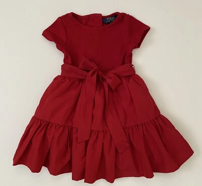 NWT, Girls Polo Ralph Lauren Red Dress w/Underskirt. Size 4T - Image 1 of 2