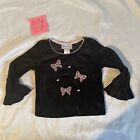 Diggy Bop Black Velvet Butterfly Long Sleeve Shirt toddler size 4T