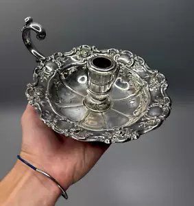 ⭕️ VINTAGE TOWLE OLD MASTER SILVERPLATE CHAMBERSTICK - Picture 1 of 7