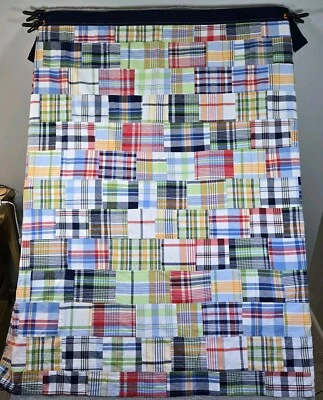 Cortina de panel único Pottery Barn Kids Madras a cuadros retazos apagón Foto 1 de 4