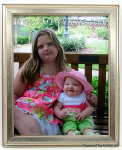 11x14 Silver Leaf Solid Wood Picture Photo Frame 11 x 14 Wall Hanging New - Picture 1 of 4