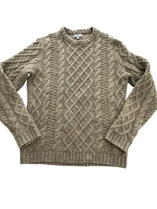 Bonobos 100% LambsWool Cable Knit Sweater Men's Size Medium Green Crewneck RR - Picture 1 of 8