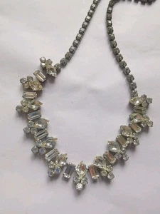 Vintage Rhinestone Necklace 16". R99 - Foto 1 di 3