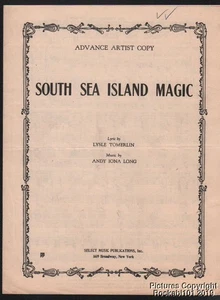 1936 Tomerlin & Long Advanced Artist Copy Sheet Music (South Sea Island Magic) - Picture 1 of 1
