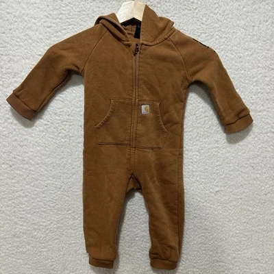 Mono Carhartt con Capucha Mono Bolsillos Marrón Tostado Vellón Cremallera Talla 12M Foto 1 de 4