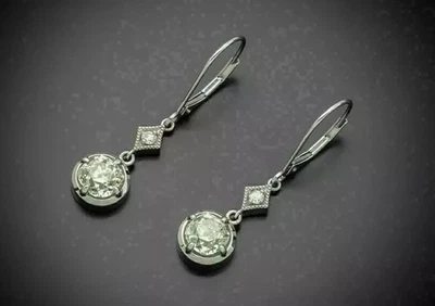 Orecchini pendenti/goccia con diamanti taglio tondo creati in laboratorio... - Immagine 1 di 2