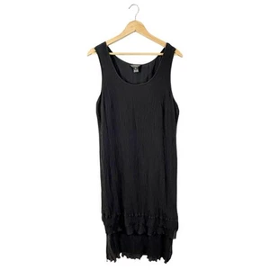 Citron Silk Gauzy Midi Dress Black Sleeveless Layered, Size 2X - Picture 1 of 14