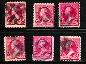 Colección 6 Fancy Cancel Sc #220 Billete Washington de 2 centavos 1890 EE. UU. 67B31 - Imagen 1 de 3