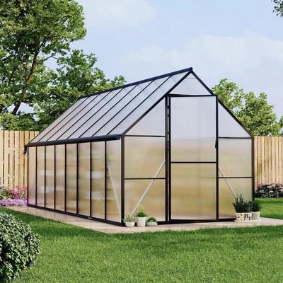8x16FT Aluminum-Framed Polycarbonate Greenhouse Quick Setup Structure Roof Vent - Image 1 of 4