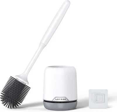 Cepillo y soporte de inodoro de silicona Lefree, paquete de 1 limpiador de baño, gris  Foto 1 de 4