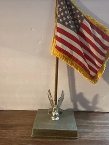 Vintage Desktop American Flap and Flag Pole Stand With Eagle 12 Inches Tall - Picture 1 of 10