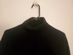 Black Brown Mens Large 2 Ply Cashmere Black Turtleneck Sweater Long Sleeve Soft - Picture 1 of 11