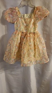 Girls Hello Kitty Size Medium (7/8) Yellow Floral Dress - Picture 1 of 5