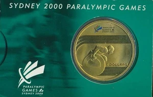 2000 Australia Sydney Paralympics Last Coloured Emblem $5 Coin on Card in Sleave - Picture 1 of 3