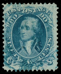 [vp61] USA 1861 Scott#72 used 90¢ blue Washington w/blue cancel cv:$660 Signed - Picture 1 of 3
