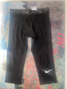 Nike Pro Leggings Youth Medium Black Cropped Dri-Fit Performance - Picture 1 of 9