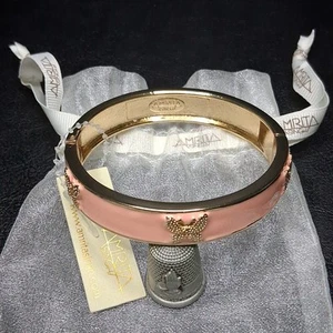 AMIRITA SINGH Hinged Bangle Bracelet Whit Butterfly Pink Enamel NWT. 15.076 - Picture 1 of 6