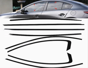 Fit For 2019-2023 Mazda 3 Sedan Black Window Molding Strips Trim Stainless Steel - Picture 1 of 6