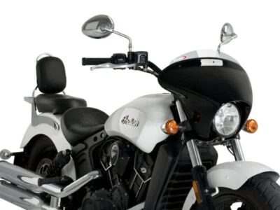Puig Brillo Negro Carcasa Luz Humo Ala de Murciélago Pantalla Deportiva Indian Scout 2015-2024 Foto 1 de 2