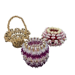 3 Vintage Retro MCM Sicherheitsnadel Perlen Rüschen Korb Kunst Rosa Weiß Pfirsich Kerze - Bild 1 von 10