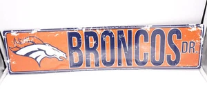 Denver Broncos DR Licensed NFL Distressed Street Aluminum Wall Man Cave Sign - Picture 1 of 2