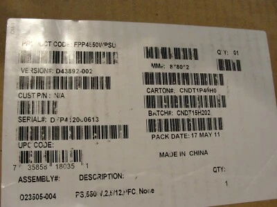 Intel FPP4550WPSU  Power supply;  550W.  Delta part no: DPS-550HB A - Image 1 of 4