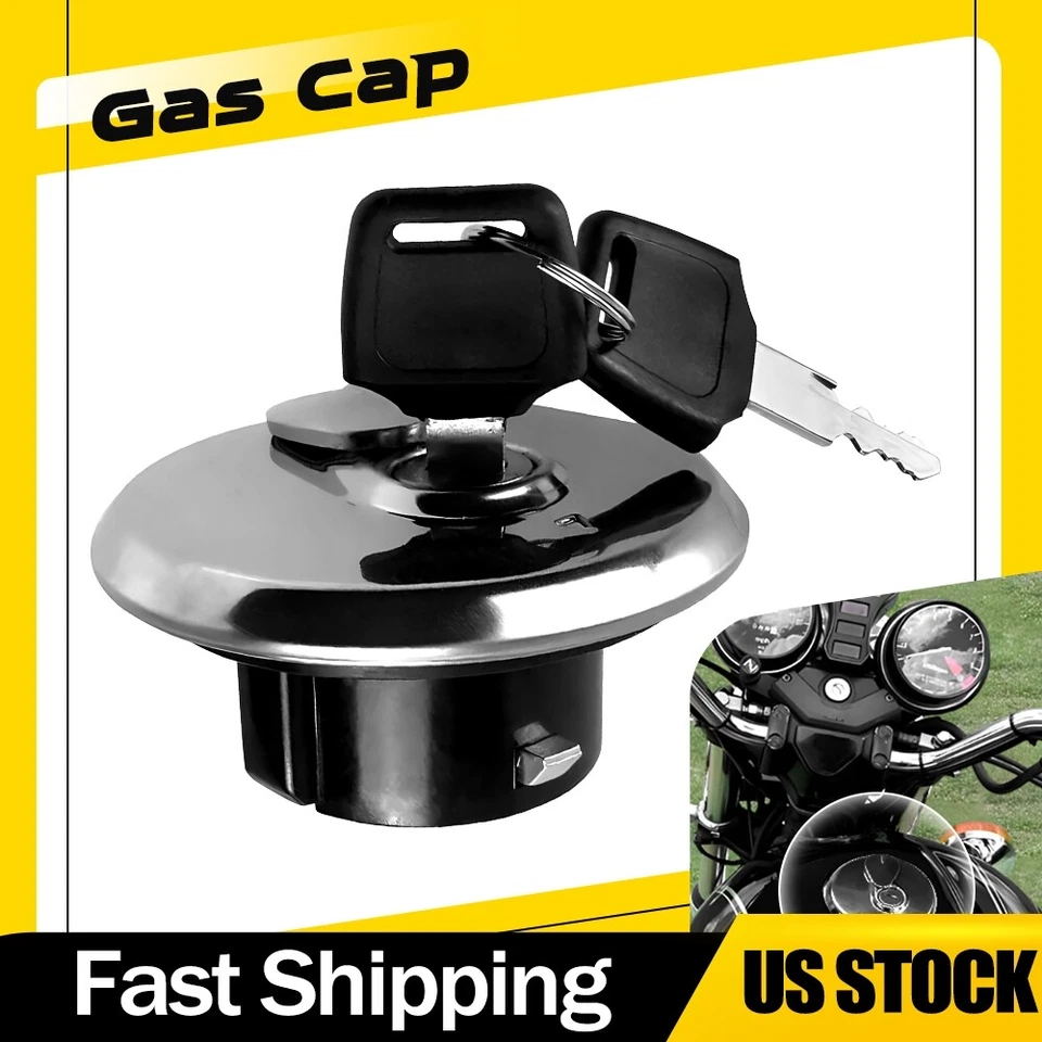 Universal Motorcycle Gas Lid Fuel Tank Cap Cover Aluminum With 2 Key Lock Set - Image 1 of 4