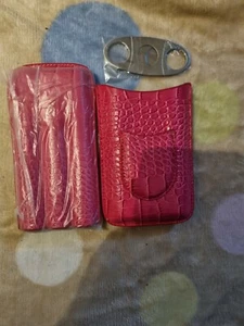 Caja de cigarros de cuero personalizada Red Croco 3 dedos con bolsillo - Imagen 1 de 1