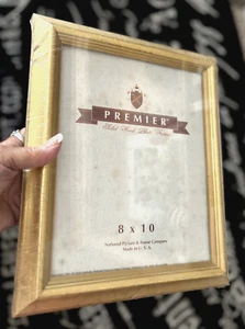 NOS Vtg PREMIER MFG Metallic GOLD GILT Picture FRAME 8X10 PHOTO Easel Stand WOOD - Picture 1 of 9