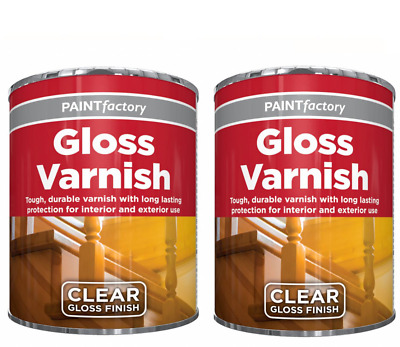 2 X 300ml Clear Gloss Varnish Tin Paint For Interior/Exterior Use • 10.49€