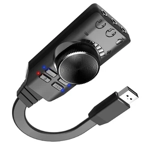USB Sound Card External Sound Virtual 7.1 Channel Soundcard 3.5mm Audio Mic Jack - Picture 1 of 11