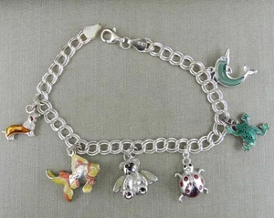 Pulsera de diseño SU Italia 925 plata esterlina esmalte animal vintage con dije - Imagen 1 de 5
