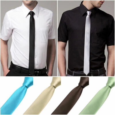 Mens & Boys Plain Ties Formal Wedding Male Boy Neck Tie Choose Colour - image 1 of 4