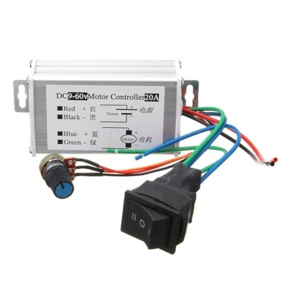 PWM DC Brush Motor Stepless Variable Speed Controller Switch 12V 24V 48V 60V 20A - Image 1 of 4