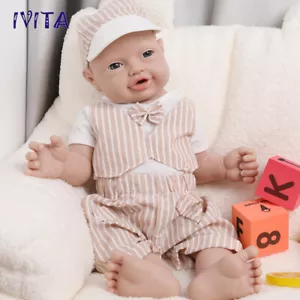 IVITA 23'' Big Reborn BOY Full Body Silicone Doll Adorable Smile Baby Infant - Picture 1 of 12