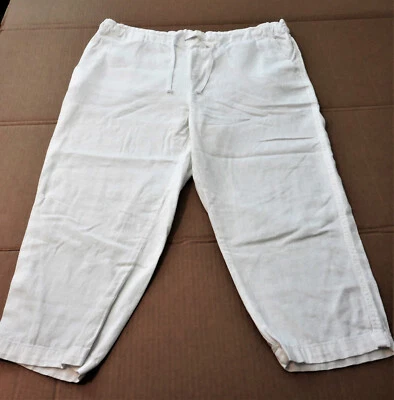 Faded Glory Womens' White Linen Blend Pull-On Ankle Pants - Size 16 - Image 1 of 4