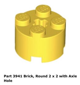 Lego 1x 3941 Yellow Brick, Round 2 x 2 with Axle Hole  7141