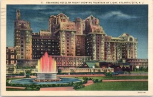 1937 Traymore Hotel di notte, Fontana della Luce, Atlantic City NJ lino - Foto 1 di 2