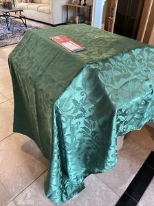Dark Green Holly Embossed TABLECLOTH (used Once) - Picture 1 of 2