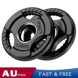 1.25kg-25kg Rubber Coated Olympic Tri-grip Weight Plates Type-O Home Gym Fitness - Picture 1 of 13