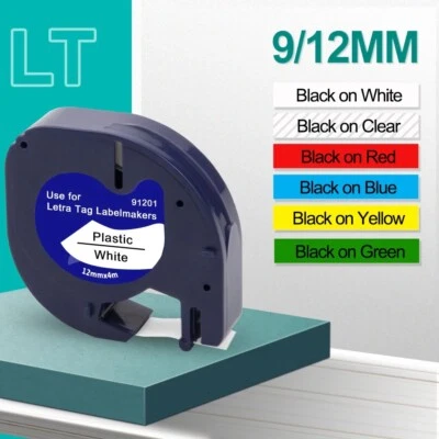 PRINTER-MALL Replace Dymo LetraTag Refill White Plastic 91201 12mm Label Tape LT-100T H100