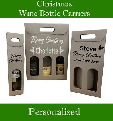 Christmas Wine Bottle Personalised Carrier - Prosecco Box Bag Gift For Her