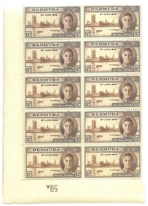 BERMUDA GVI 1946 1½d VICTORY Corner Block of 10 SG121 MNH - Picture 1 of 1