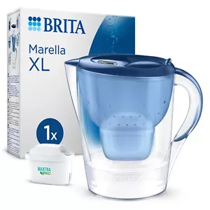 BRITA Marella XL Water Filter Jug Blue 3.5L and 1x MAXTRA PRO All-in-1 Cartridge - Picture 1 of 12